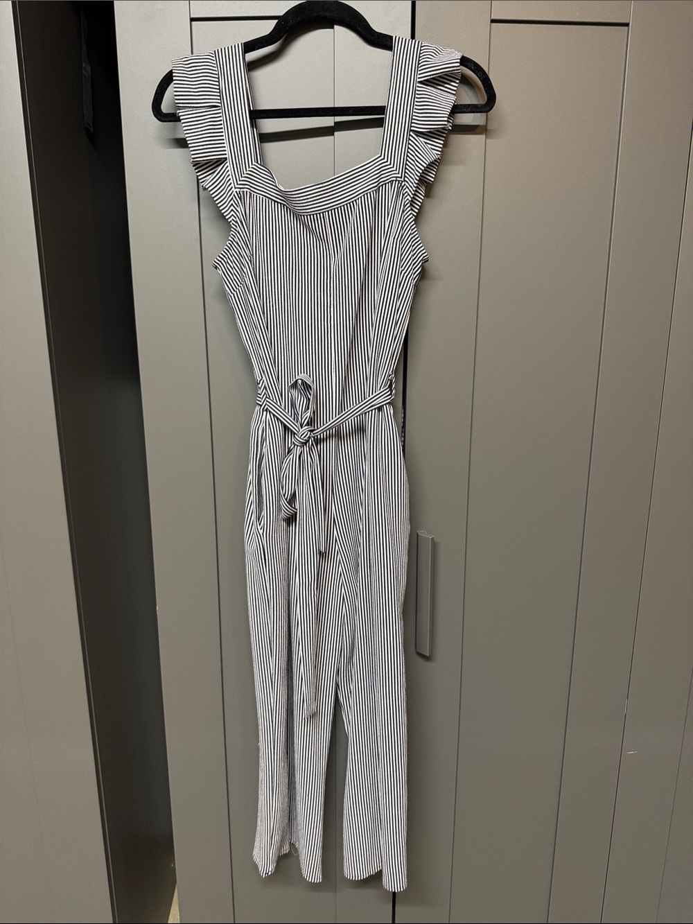Monteau Navy and White Striped Sleeveless Jumpsuit
